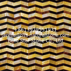 China Natural Sea Shell Wall Mosaic Yellow Butterfly Shell Mixed Cattle Ear Shell Wall Panel supplier