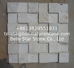 China Natural Stone Mosaic China White Travertine 3D Mosaic Machine-Cut for Wall Decoration supplier