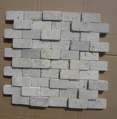 China China White Travertine Wall Mosaic Natural White Travertine 3D Mosaic Pattern Stone Mosaic supplier