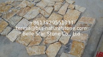 China Yellow Slate Fieldstone Natural Slate Random Flagstone Castle Rock Veneer Outdoor wall supplier