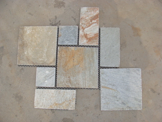 China Oyster Split Face Slate Flagstone Patio Oyster Meshed Flagstone Walkway Natural Stone Pavers supplier