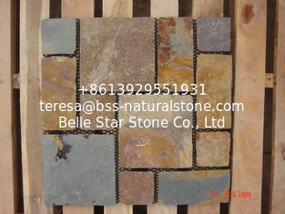 China China Multicolor Slate Meshed Flagstone Riven Slate Paving Stone Natural Flagstone Walkway Patios supplier