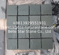 China Green Slate Flagstone Patio Natural Meshed Flagstone Walkway Slate Paving Stone Mat supplier