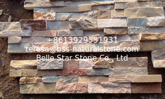 China Popular Yellow Quartzite Z Stone Panel Rough Surface Natural Culture Stone Real Stone Veneer supplier