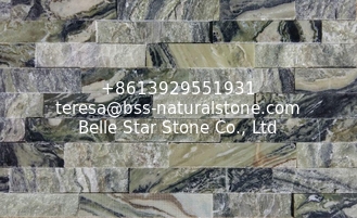 China Green Wave Marble Culture Stone,Indoor Wall Stone Panel,Outdoor Wall Decor Thin Stone Veneer supplier