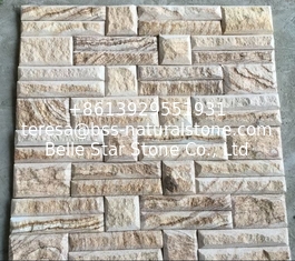 China Wooden Sandstone of Beveled Edges Stacked Stone,Outdoor Wall Panel,Indoor Culture Stone Veneer supplier