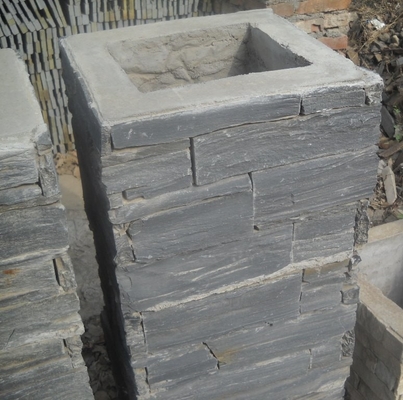 China Black Slate Column,Natural Stone Pillar,Ledgestone Pillar,Charcoal Stone Postbox,Gate Black Pillar supplier