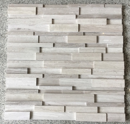China White Wooden Marble 3D Culture Stone,White Serpeggiante Marble Ledgestone,Chenille White Marble Stacked stone,Wall Panel supplier