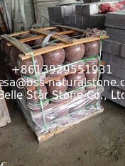 China G562 Maple Leaf Red Granite Packing Stones,Capao Bonito Granite Packing Curb Stone,Red Granite Packing Stop Ball Stone supplier