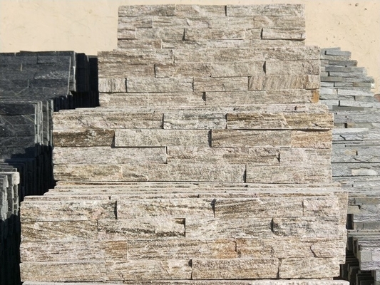 China White Wood Granite Culture Stone,Natural Thin Stone Veneer,Fireplace Stacked Stone Wall Panel supplier