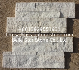 China Snow White Quartzite Sclad Stone Panels,Super White Stacked Stone,White 18x35cm Stone Veneer,Real Stone Cladding supplier