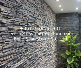 China Black Mixed Rusty Slate Cemented Stacked Stone,Slim Slate Culture Stone,Natural Zclad Stone Cladding,Indoor Wall Panel supplier