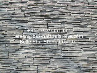 China Slim Black Slate Cemented Culture Stone,Zclad Stacked Stone,Charcoal Slate Stone Cladding,Carbon Black Slate Stone Panel supplier