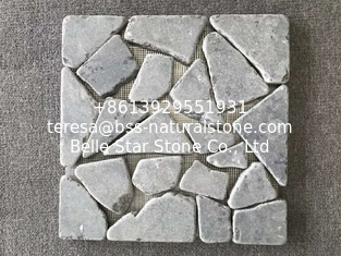 China Blue Limestone Gravels on Net,Meshed Flagstone,Grey Walkway,Flagstone Pavers,Wall Tiles supplier