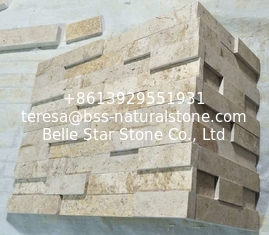 China Beige Travertine 3D Ledger Panels,Yellow Culture Stone,Marble Stacked Stone Veneer supplier