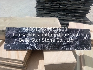 China Black Marquina Ledger Panels,Nero Margina Culture Stone,Nero Oriental Marble Stacked Stone supplier